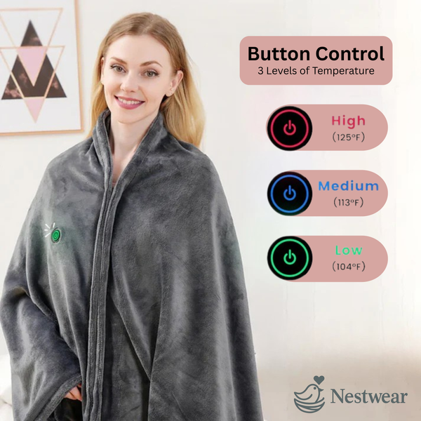 NestWear™ Heated Wearable Blanket - Soft, Warm, and Customizable Comfort