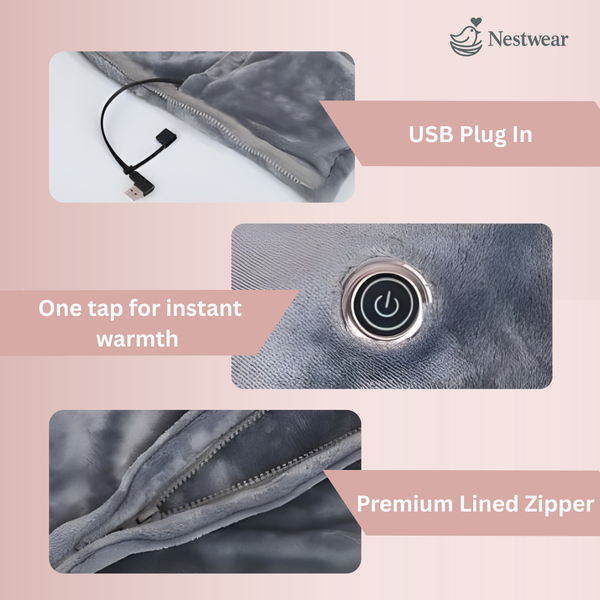 NestWear™ Heated Wearable Blanket - Soft, Warm, and Customizable Comfort